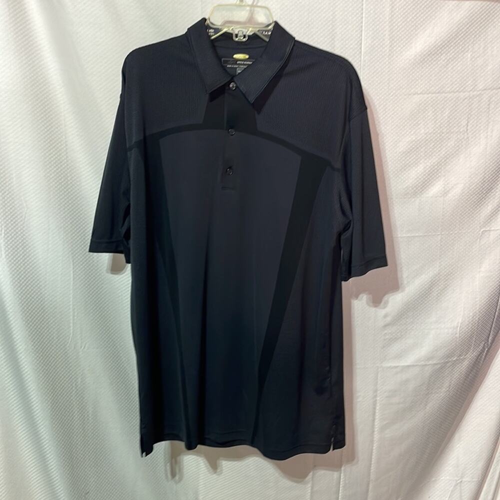 Greg Norman xl black grey short sleeve performance golf polo shirt euc like new